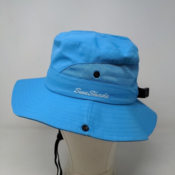 SunShade Men's Wide Brim Hat Blue Snapback Mesh 100% Polyester Drawstring - Picture 4 of 10